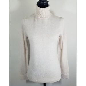 Ann Taylor Cream Cashmere Turtleneck Sweater